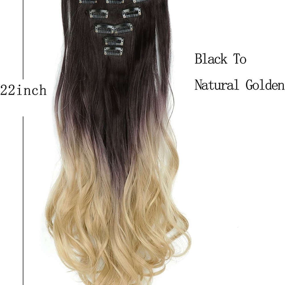 22 inch 16 clips hair extension clip in
